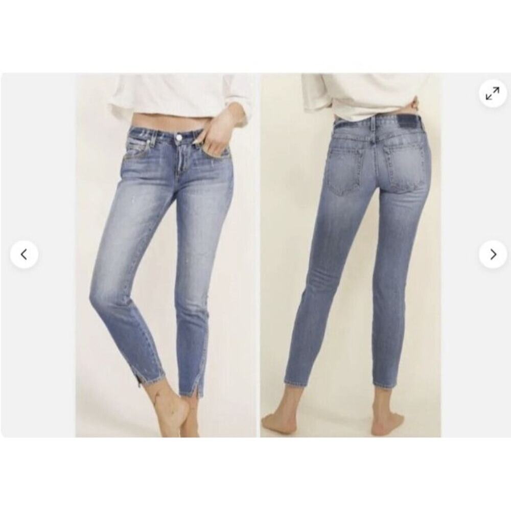 Amo Jeans Twist Skinny Sweet Cheeks Distressed Light Wash Blue Denim USA Size 25